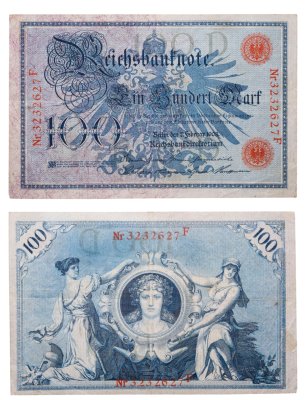 купить Германия 100 марок 1908 красная печать
