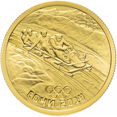 купить 50 рублей 2014 СПМД Proof "Бобслей" в подарочном футляре с сертификатом