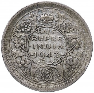 купить Индия (Британская) 1/2 рупии (rupee) 1943 • знак монетного двора: "•" - Бомбей