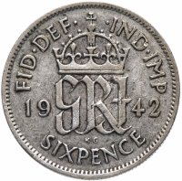 Купить Великобритания 6 пенсов 1942