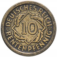 купить Германия 10 пфеннигов (рентенпфеннигов, rentenpfennig) 1924 D
