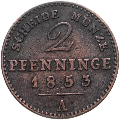 купить Германия, Пруссия 2 пфеннига 1853