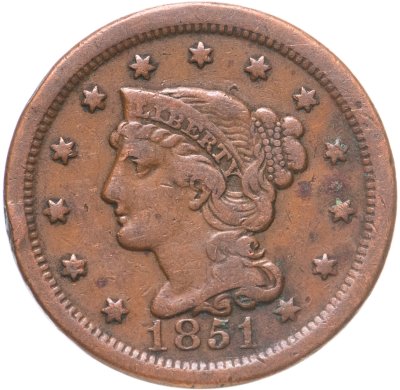 купить США 1 цент (cent) 1851
