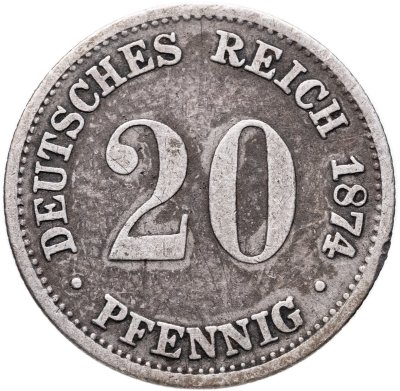 купить Германия 20 пфеннигов (pfennig) 1874 B знак монетного двора: "B" - Ганновер
