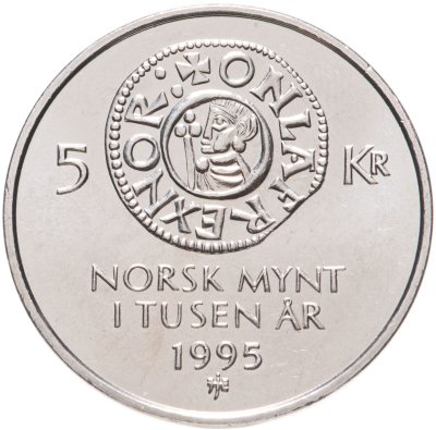 купить Норвегия 5 крон 1995 "1000 лет чеканке монет Норвегии"