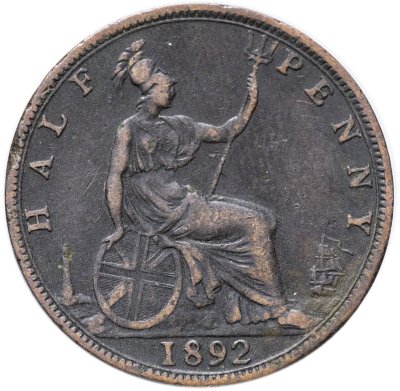 купить Великобритания 1/2 пенни 1892