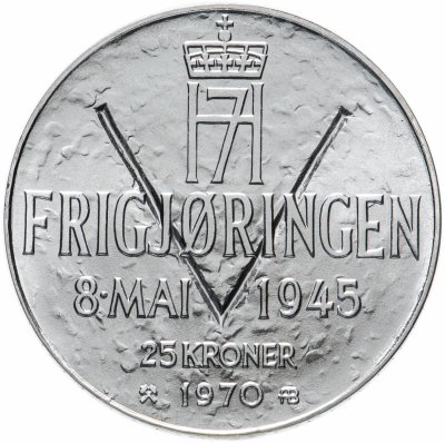 купить Норвегия 25 крон (kroner) 1970 "25 лет освобождению Норвегии"