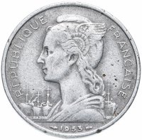Купить Мадагаскар 5 франков (francs) 1953