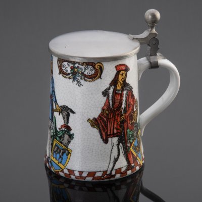 купить Кружка для пива в средневековом стиле, фарфор, деколь, металл, Германия, 1980-1990 гг.