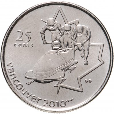 купить Канада 25 центов (cents) 2008 "XXI зимние Олимпийские Игры, Ванкувер 2010 - Бобслей"