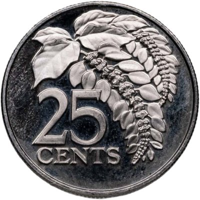 купить Тринидад и Тобаго 25 центов (cents) 1975