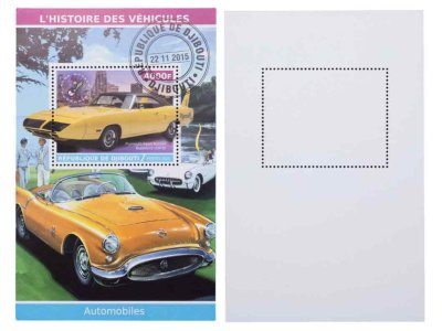 купить Джибути марки квартблок "Автомобили" 4000 франков 2015