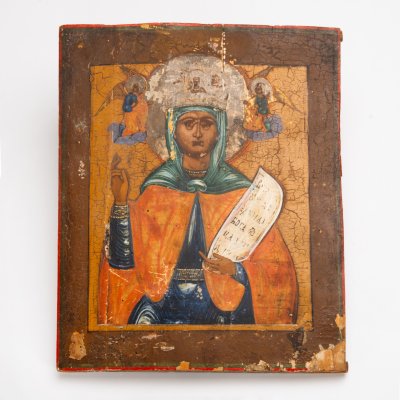 купить Икона "Великомученица Параскева Пятница", дерево, темпера, Российская империя, 1850-1980 гг.