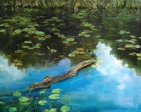 Купить Картина «Кряква и лысуха», холст, масло, художник Владимир Голованов, Россия, 2020 г.
