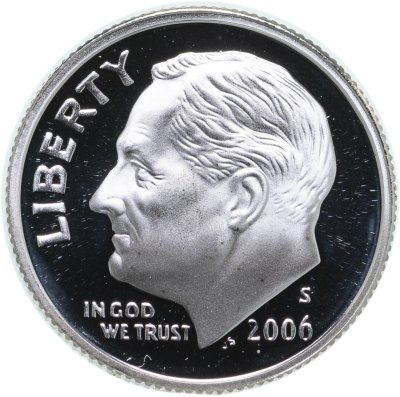 купить США 1 дайм 2006 Roosevelt Dime, знак монетного двора: "S" - Сан-Франциско