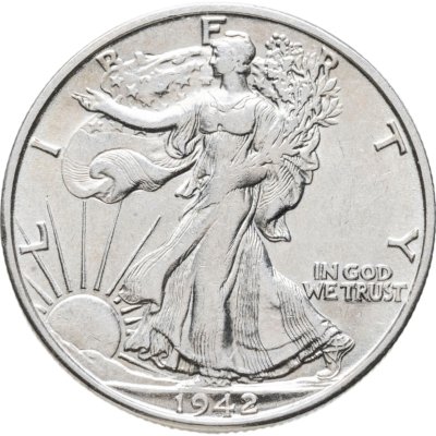 купить США 50 центов (1/2 доллара, half dollar) 1942 "Walking Liberty Half Dollar" знак монетного двора: "S" - Сан-Франциско США