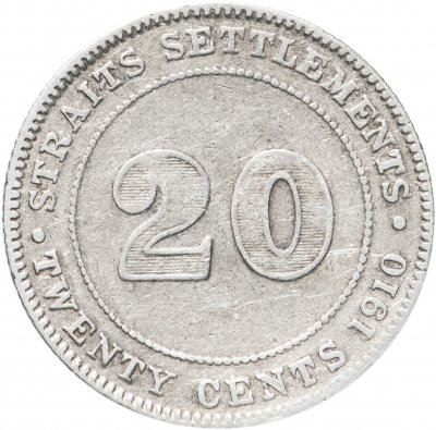 купить Стрейтс Сетлментс 20 центов (cents) 1910