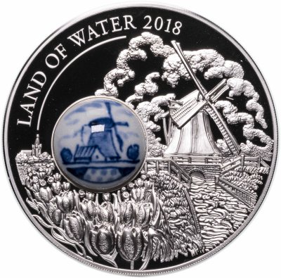 купить Острова Кука 10 долларов 2018 "Фарфор Delft - Страна воды Мельница", в футляре с сертификатом