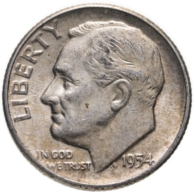 купить США 10 центов (дайм, one dime) 1954 "Silver Roosevelt Dime"