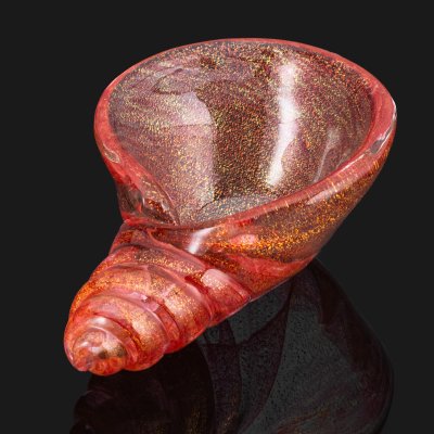 купить Ваза-мелочница "Ракушка", стекло, гутная техника, Gold Leaf (декоративная техника с добавлением золотого листа), Муранское стекло, Италия, 1970-1990 гг.