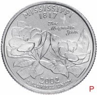купить США 1/4 доллара (квотер, 25 центов) 2002 P "Штат Миссисипи"