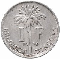 купить Бельгийское Конго 1 франк (franc) 1926 Надпись на голландском - 'ALBERT KONING DER BELGEN'