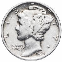Купить США 10 центов 1936