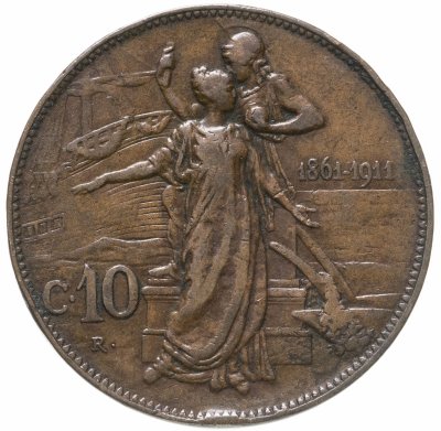 купить Италия 10 чентезимо (centesimi) 1911 50 лет Королевству