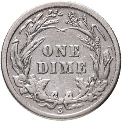 купить США 10 центов (дайм, one dime) 1916 S Barber Dime знак монетного двора: "S" - Сан-Франциско