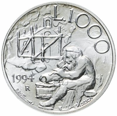купить Сан-Марино 1000 лир (lire) 1994 "Основание первой церкви в Сан-Марино"