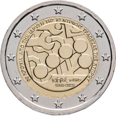 купить Кипр 2 евро (euro) 2023 "60-летие Центрального банка Кипра"