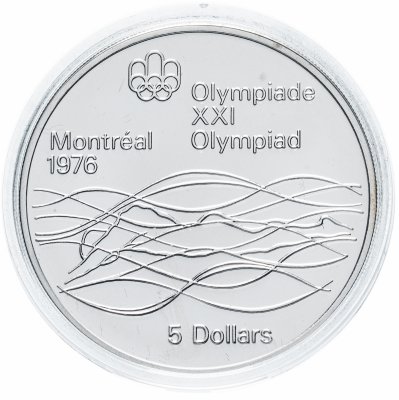 купить Канада 5 долларов (dollars) 1975 "XXI летние Олимпийские Игры, Монреаль 1976 - Плавание"