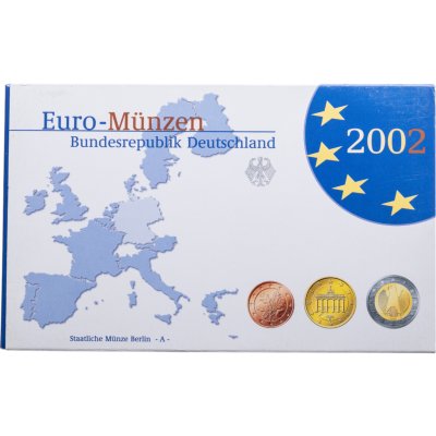 купить Германия, годовой набор из 8 монет евро 2002 A Proof в оригинальном футляре