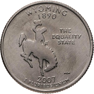 купить США 25 центов (квотер, 1/4 доллара, quarter dollar) 2007 "Квотер штата Вайоминг", знак монетного двора: "P" - Филадельфия