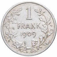 Купить Бельгия 1 франк (franc) 1909 Надпись на голландском - 'DER BELGEN'