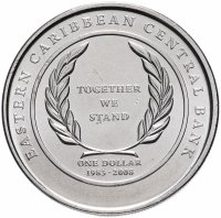 купить Восточные Карибы 1 доллар (dollar) 2008 года (25 лет центральному банку)