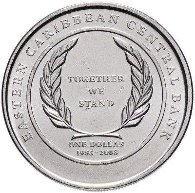 купить Восточные Карибы 1 доллар (dollar) 2008 года (25 лет центральному банку)