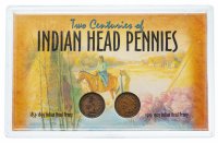 Купить США набор монет 1899-1909 "2 века монет номиналом 1 цент (Indian Head Pennies)" 2 монеты в футляре