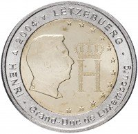 купить Люксембург 2 евро 2004 "Портрет и монограмма герцога Люксембурга Анри Нассау"