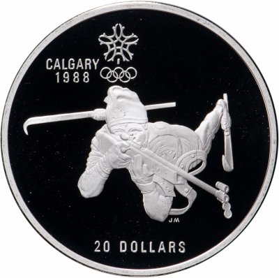 купить Канада 20 долларов (dollars) 1986 Proof "XV зимние Олимпийские Игры, Калгари 1988 - Биатлон"