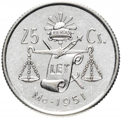купить Мексика 25 сентаво (centavos) 1951