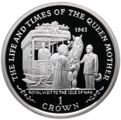купить Остров Мэн 1 крона (crown) 2000 "Королевский визит 1945 года" с сертификатом