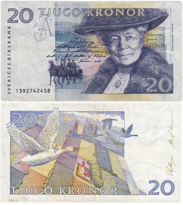 купить Швеция 20 крон 1991-1992 года (Pick 61a) подписи Per Borg & Bengt Dennis