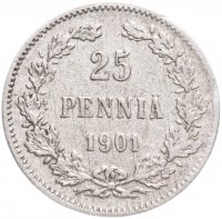 купить 25 пенни (pennia) 1901 L, монета для Финляндии