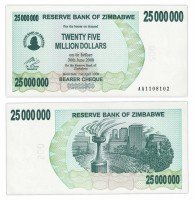 купить Зимбабве 25000000 долларов 2008 (Pick 56)