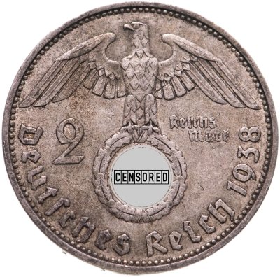 купить Германия, Третий Рейх 2 рейхсмарки 1938, знак монетного двора "A" - Берлин