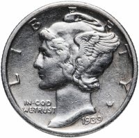 купить США 10 центов (дайм, one dime) 1939 Mercury Dime