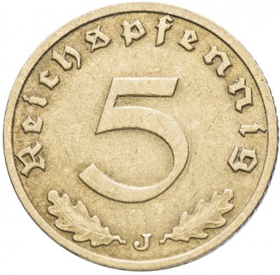 купить Фашистская Германия (Третий Рейх) 5 рейх пфеннигов 1937 "J"