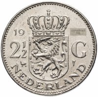 Купить Нидерланды 2 1/2 гульдена (gulden) 1969-1980, случайная дата