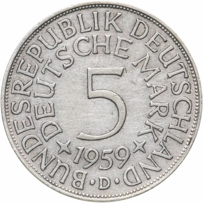 купить Германия 5 марок, 1959 Отметка монетного двора: "D" - Мюнхен